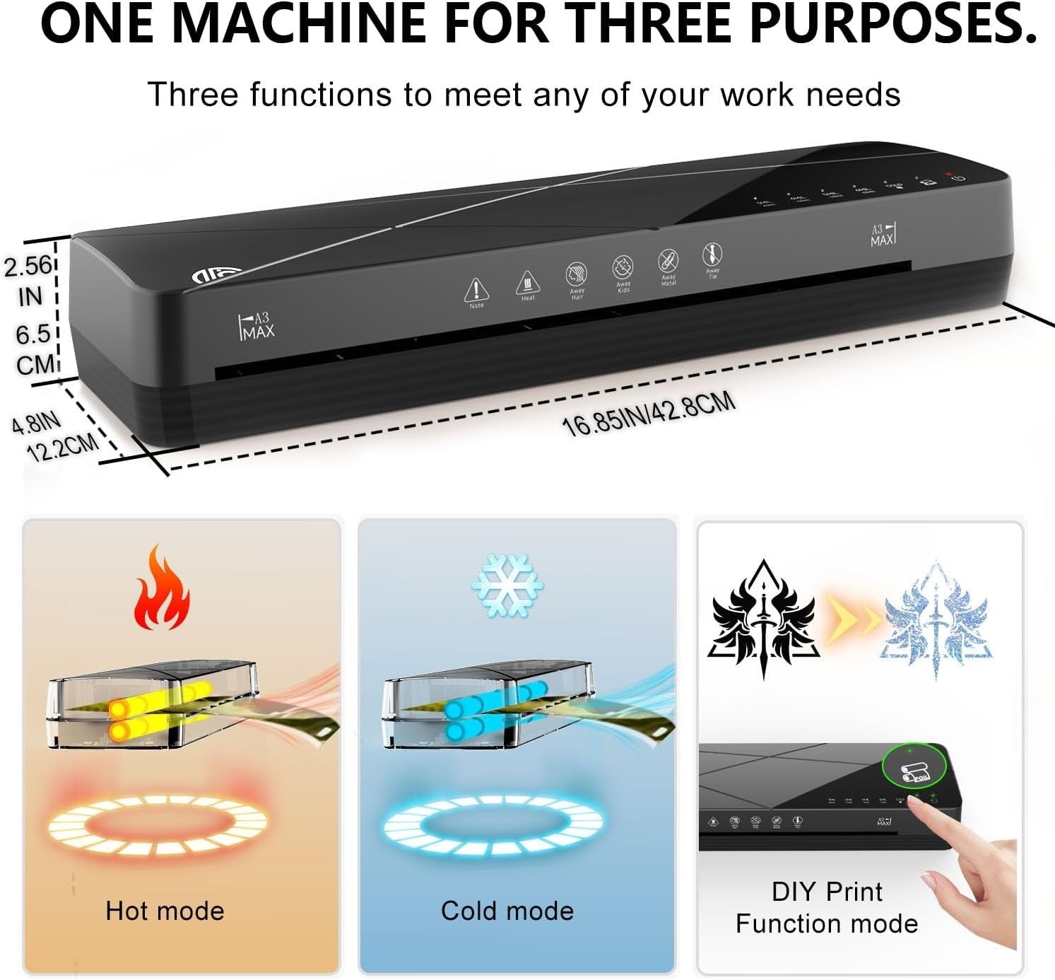 A3 Laminator Machine 60s Warm Up Touch Control No Jam 6 Mode