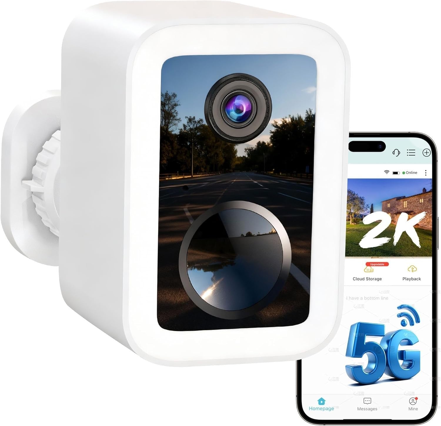 2K Wireless Security Camera Outdoor 5GHz WiFi AI Detection IP66