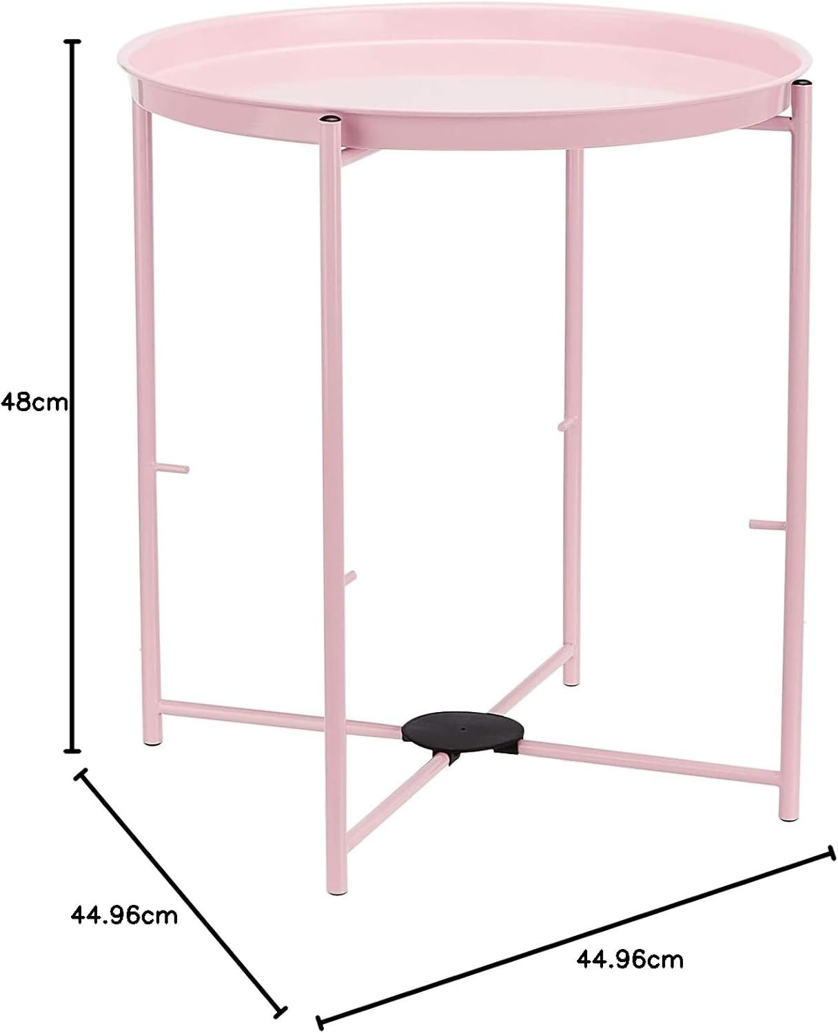 Round Storage End Table Dusty Pink with Fabric Bin 45x45x48cm Modern