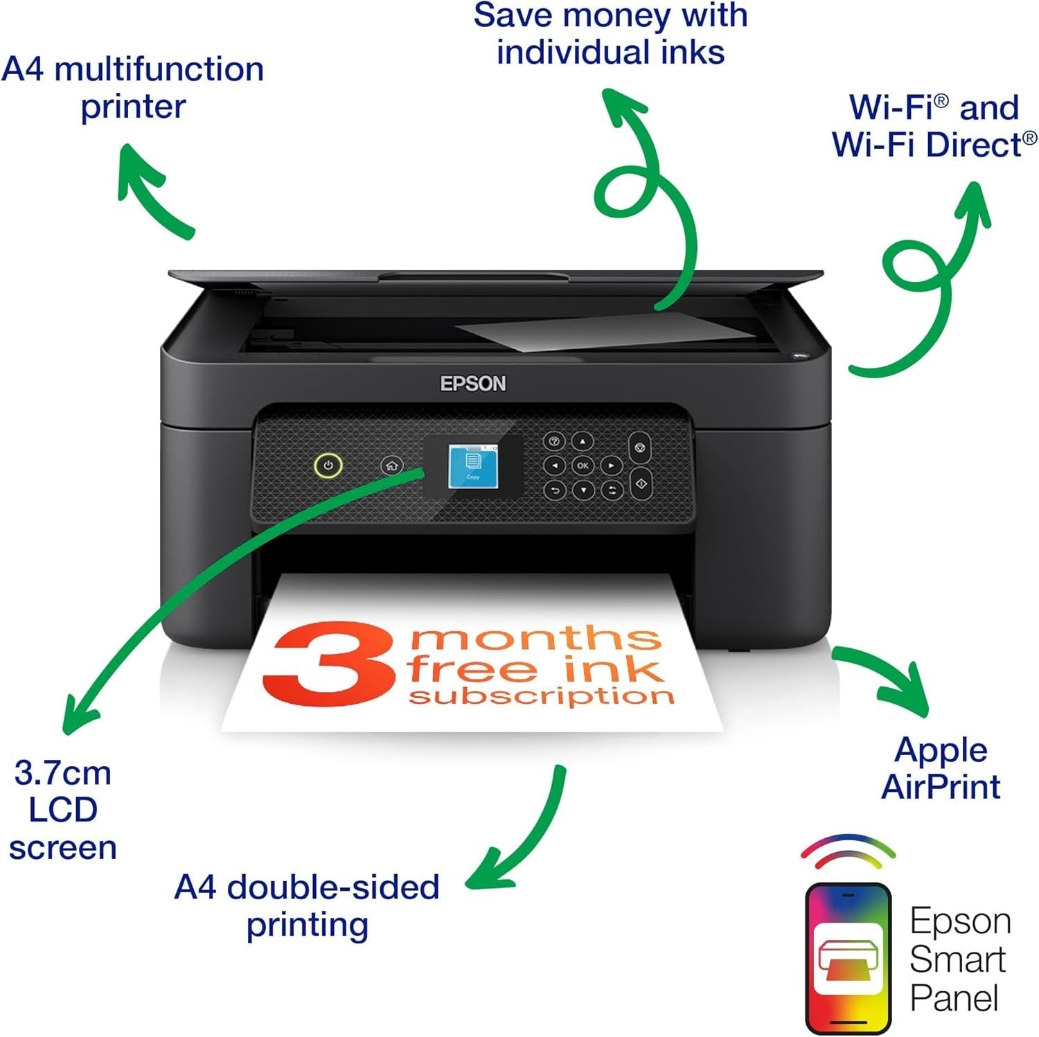 3-in-1 Wireless Colour Printer Scanner Copier Duplex A4 Black