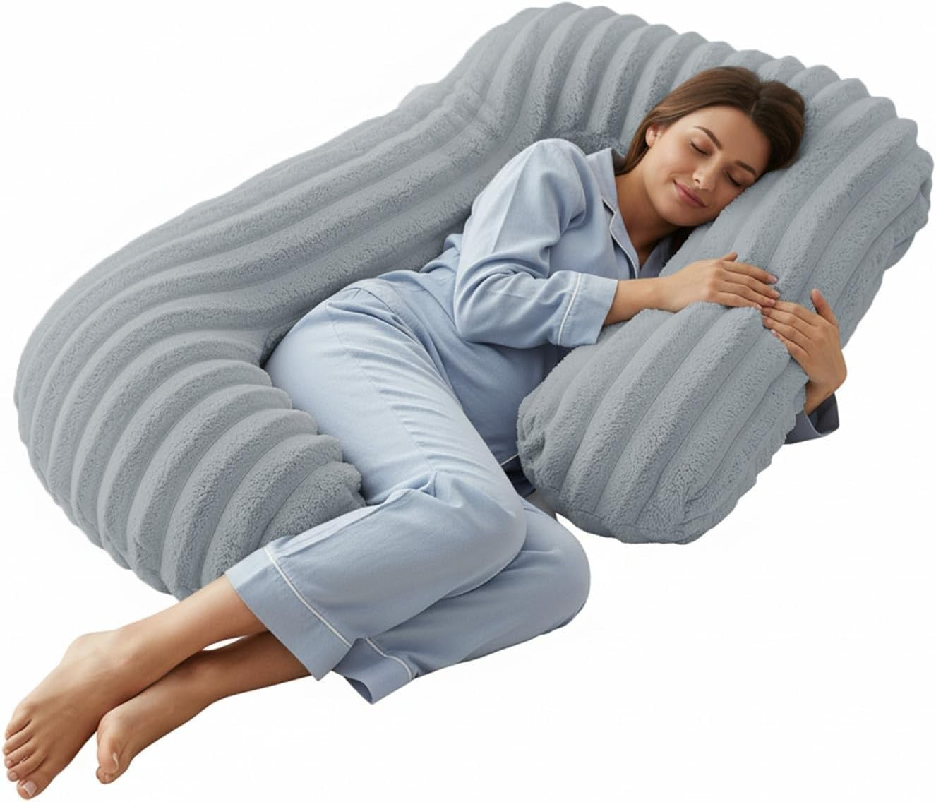 U Shaped Pregnancy Pillow Full Body Plush Side Sleeper Back Support