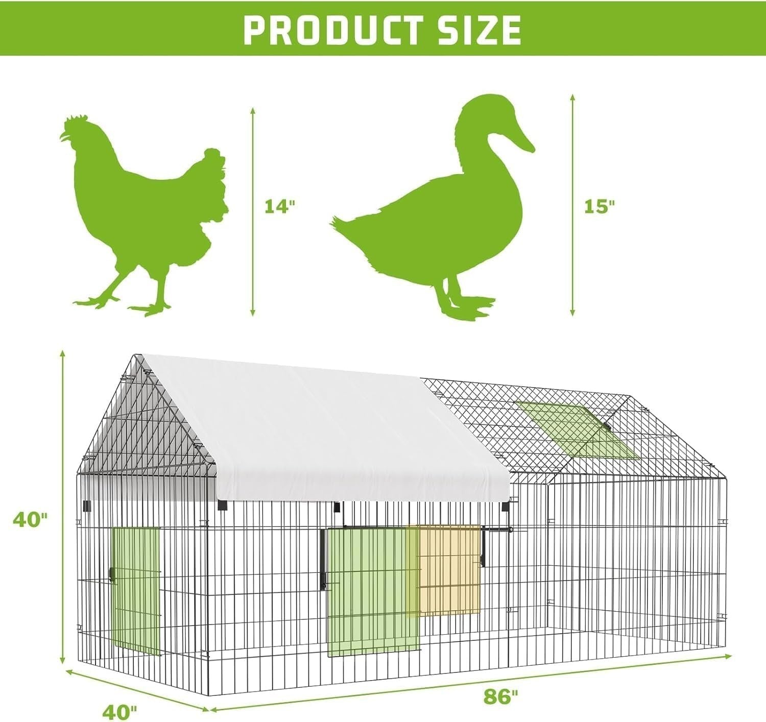 2.2x1m Walk In Metal Chicken Coop Run w UV Cover