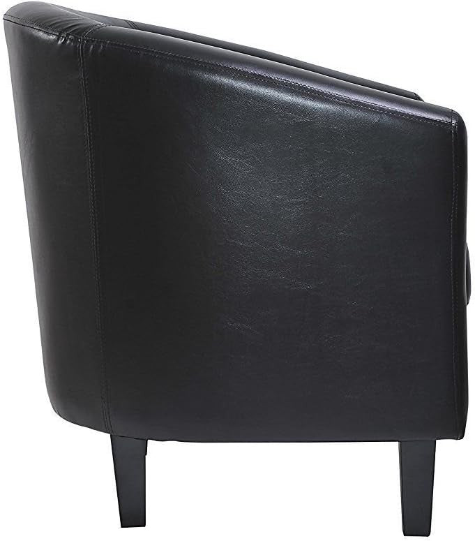 Faux Leather Tub Chair Armchair Lounge Club Seat Black