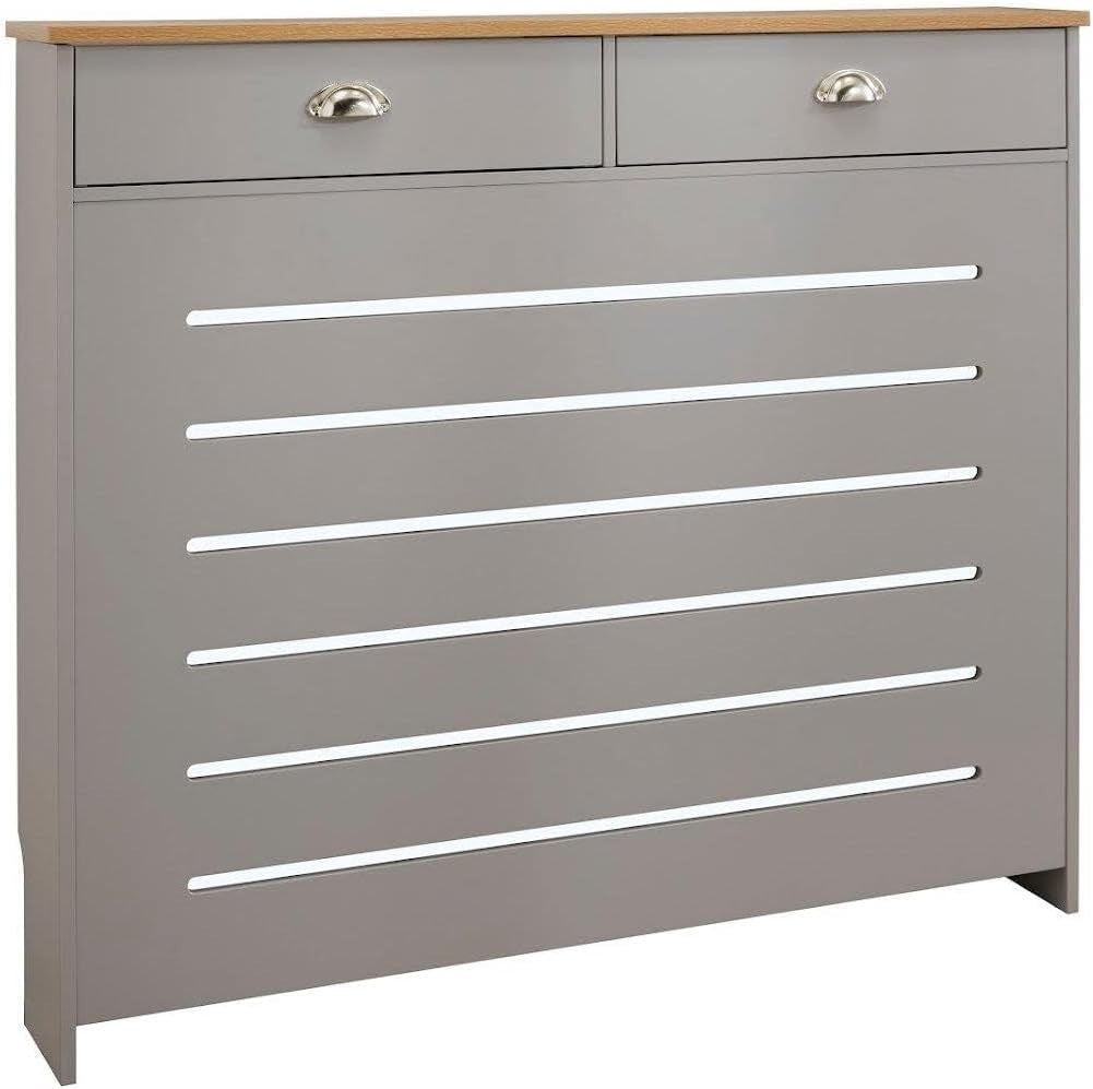 Grey Radiator Cover Cabinet with Storage Drawers Modern MDF Unit, Medium