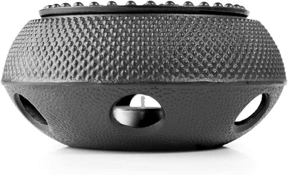 Cast Iron Teapot Warmer 14cm Candle Heated Tea Pot Stand Black