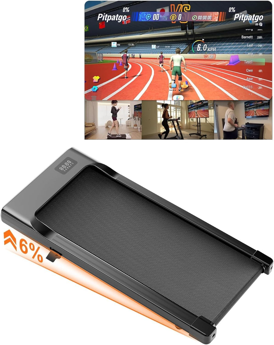 Under Desk Walking Pad Treadmill 6% Incline 2.5HP Home Office