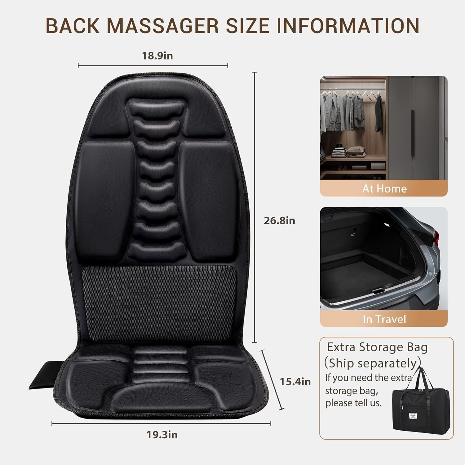 Back Massage Chair Pad Cooling Heat Vibration Seat Cushion Muscle Relief