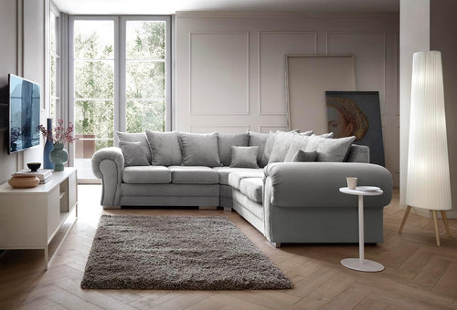 Grey L Shape Corner Sofa 5 Seater – Luxury Foam Cushions, No Assembly