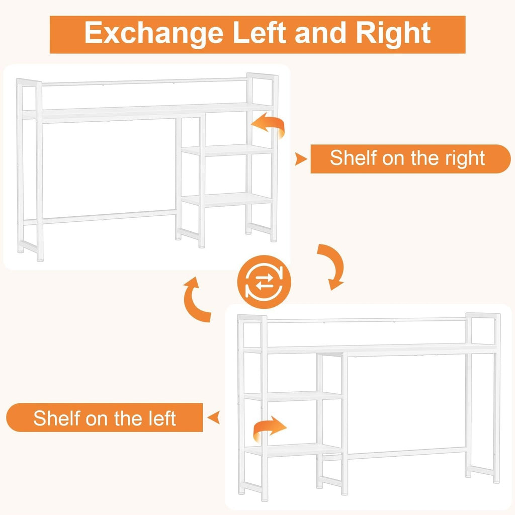 44.9" Desk Hutch Shelf Large Desktop Organizer 3-Tier Monitor Rack Wood Storage