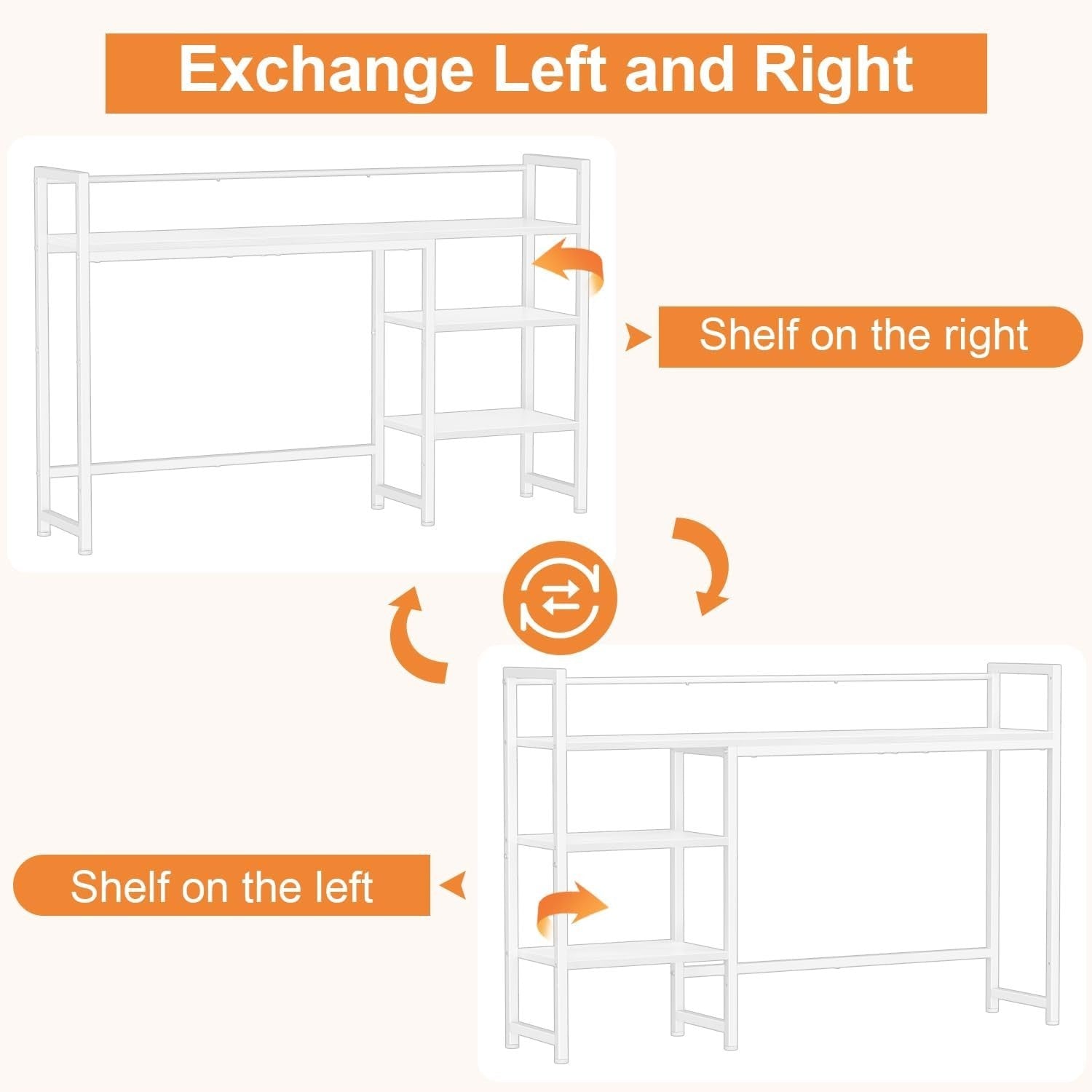 44.9" Desk Hutch Shelf Large Desktop Organizer 3-Tier Monitor Rack Wood Storage