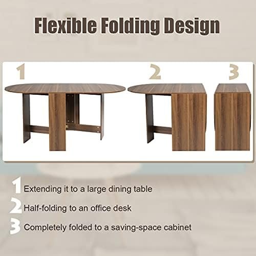 163CM Folding Drop Leaf Dining Table for 4-6 People – Space-Saving Design