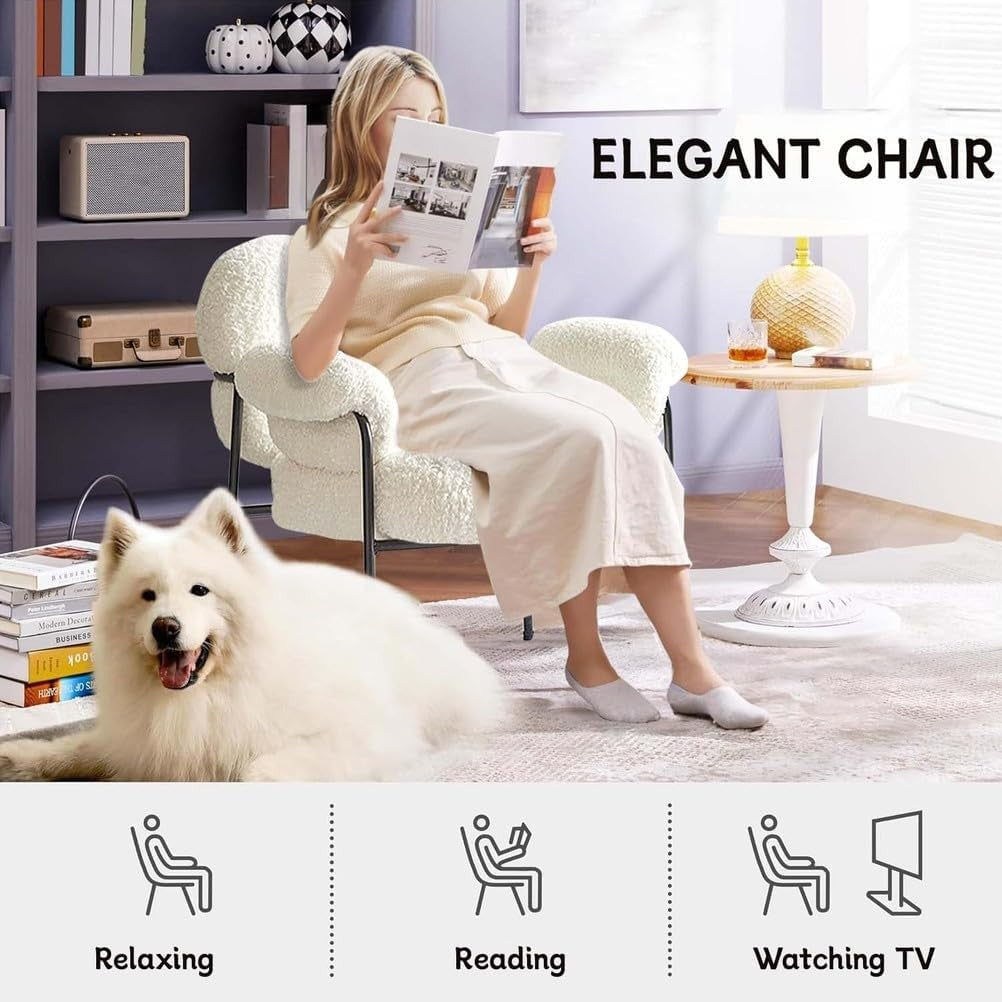White Velvet Vanity Chair High Back Accent Armchair Gold Legs