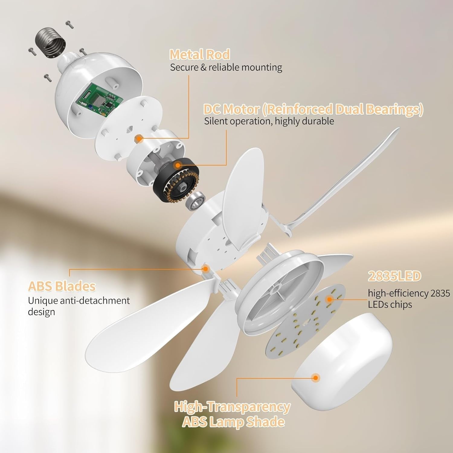 40cm Ceiling Fan with Lights Remote 4 Speeds 7 Blades