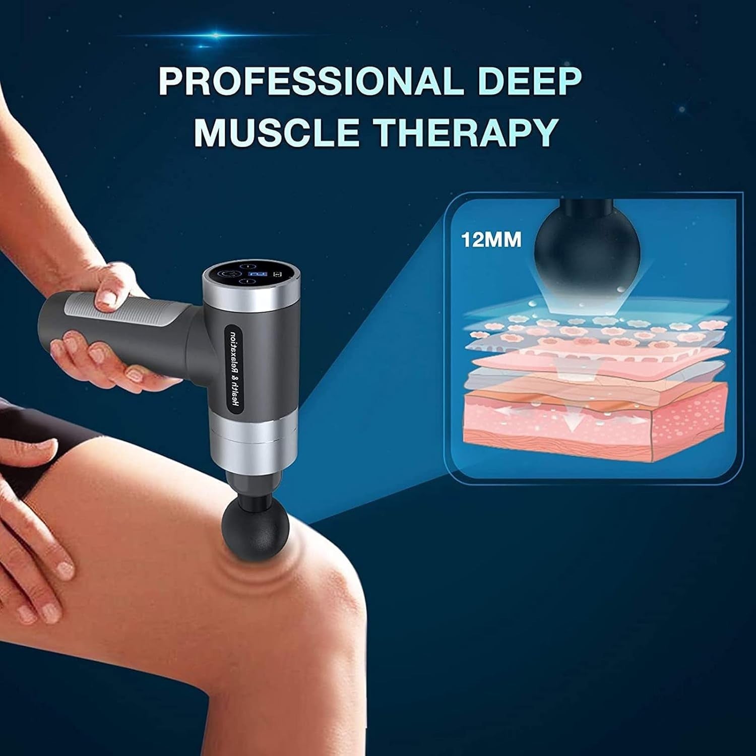 Deep Tissue Massage Gun Aluminium Body 5 Speeds 4 Heads Muscle Recovery