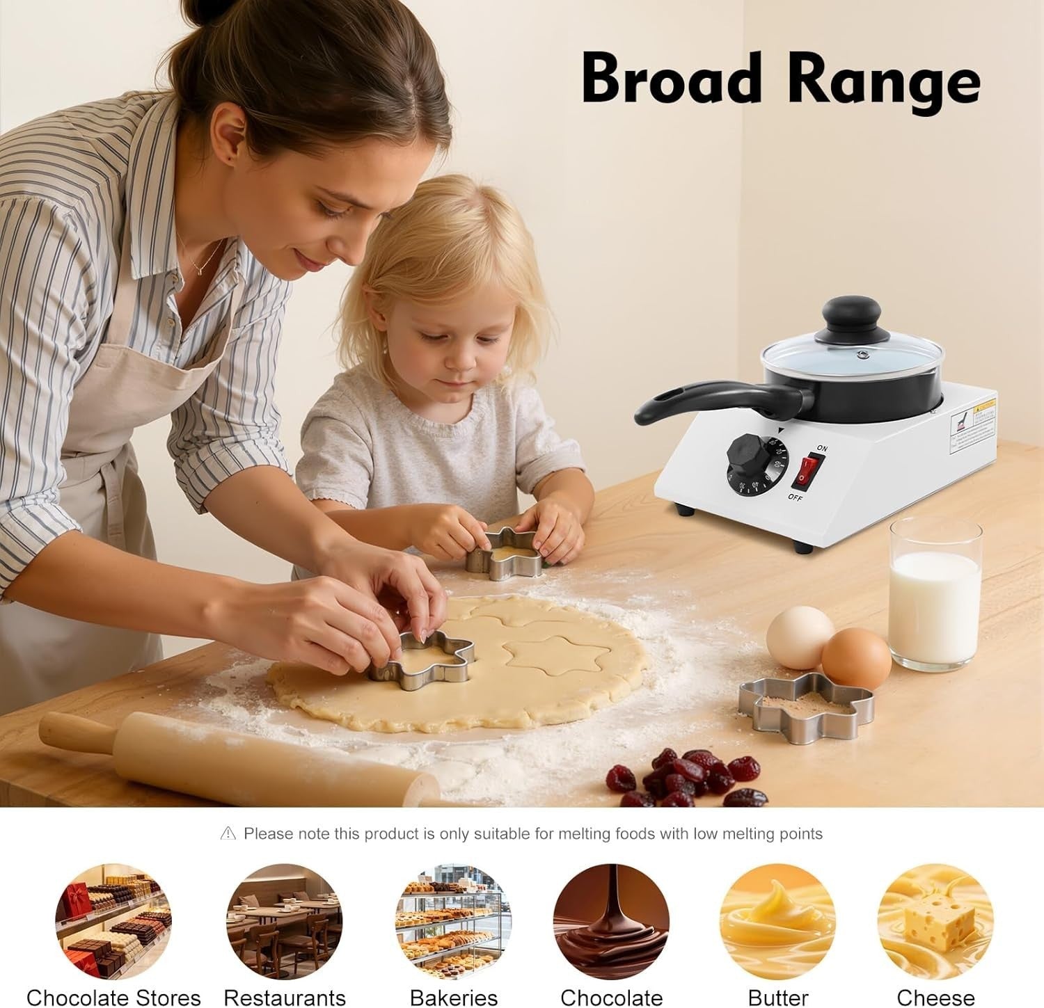 Electric Chocolate Melting Machine Adjustable Temperature Non Stick