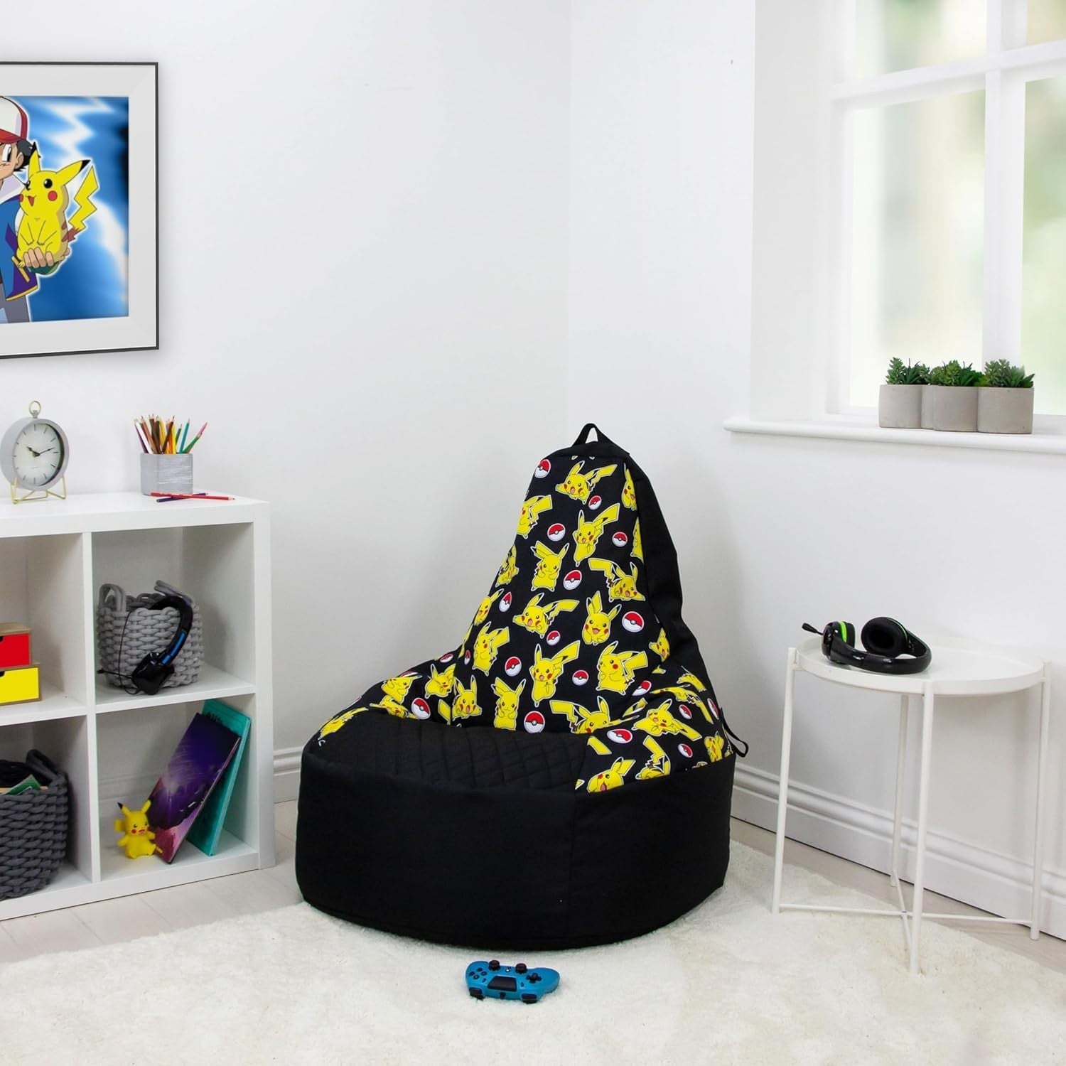 Gaming Bean Bag Chair with Pikachu Print, High Support, Indoor & Outdoor Use