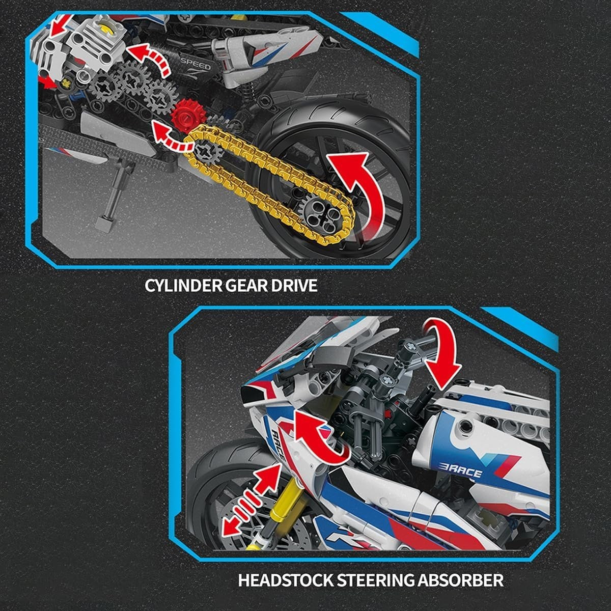 2-in-1 Motorbike & Plane Building Kit with 521 Pieces, Fun & Educational