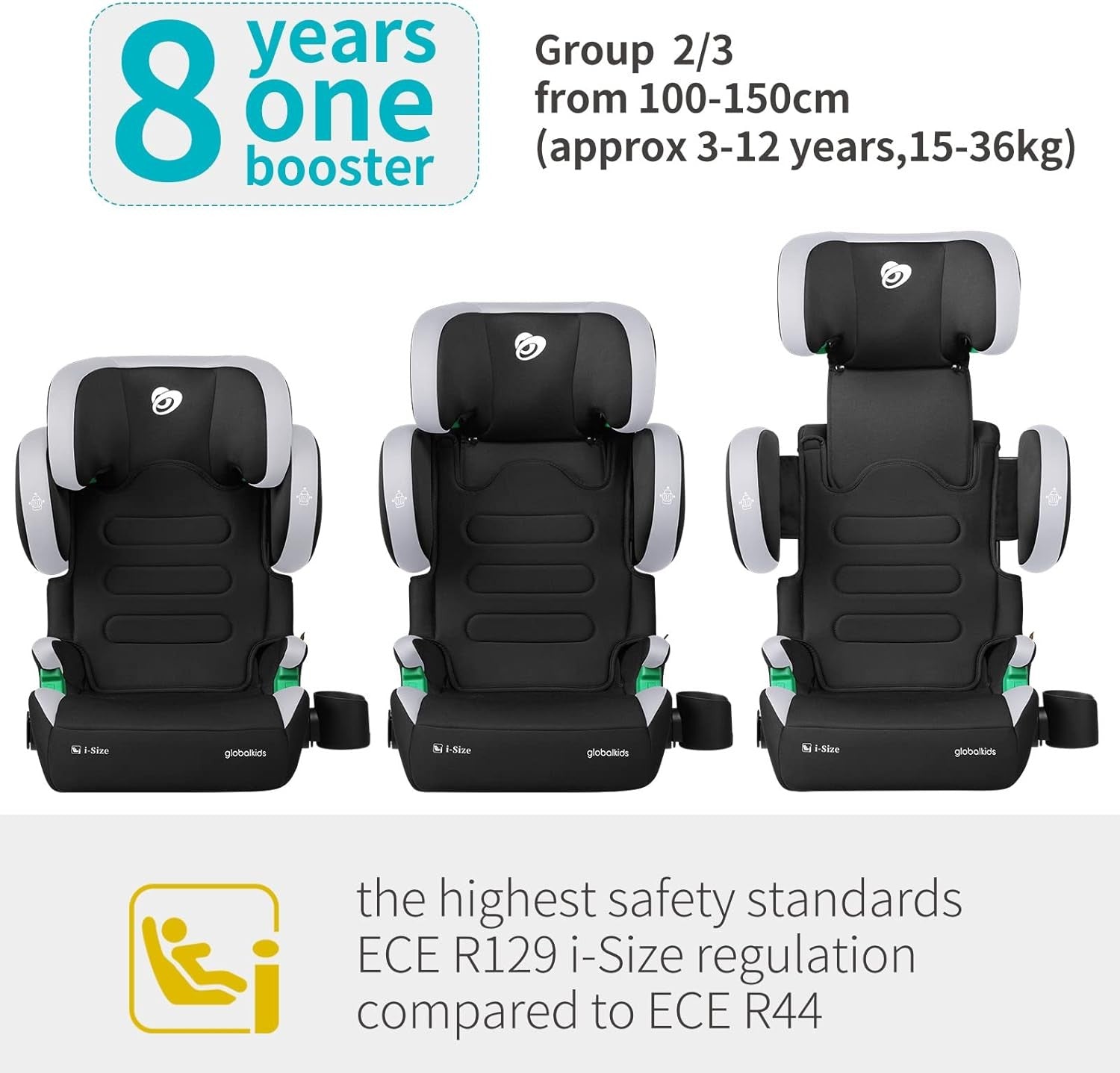 i-Size High Back Booster Car Seat ISOFIX 3–12 Years Side Impact Protection