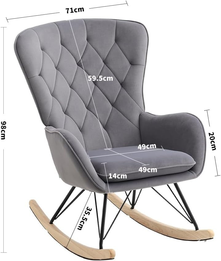 High Back Rocking Chair with Soft Cushion, Stylish Design & Relaxing Comfort