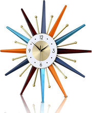 27.5" Mid Century Starburst Wall Clock Modern Silent Metal Large Home Decor