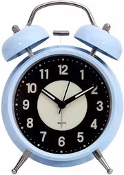 Retro Twin Bell Alarm Clock Loud Silent Non Ticking Metal Bedside