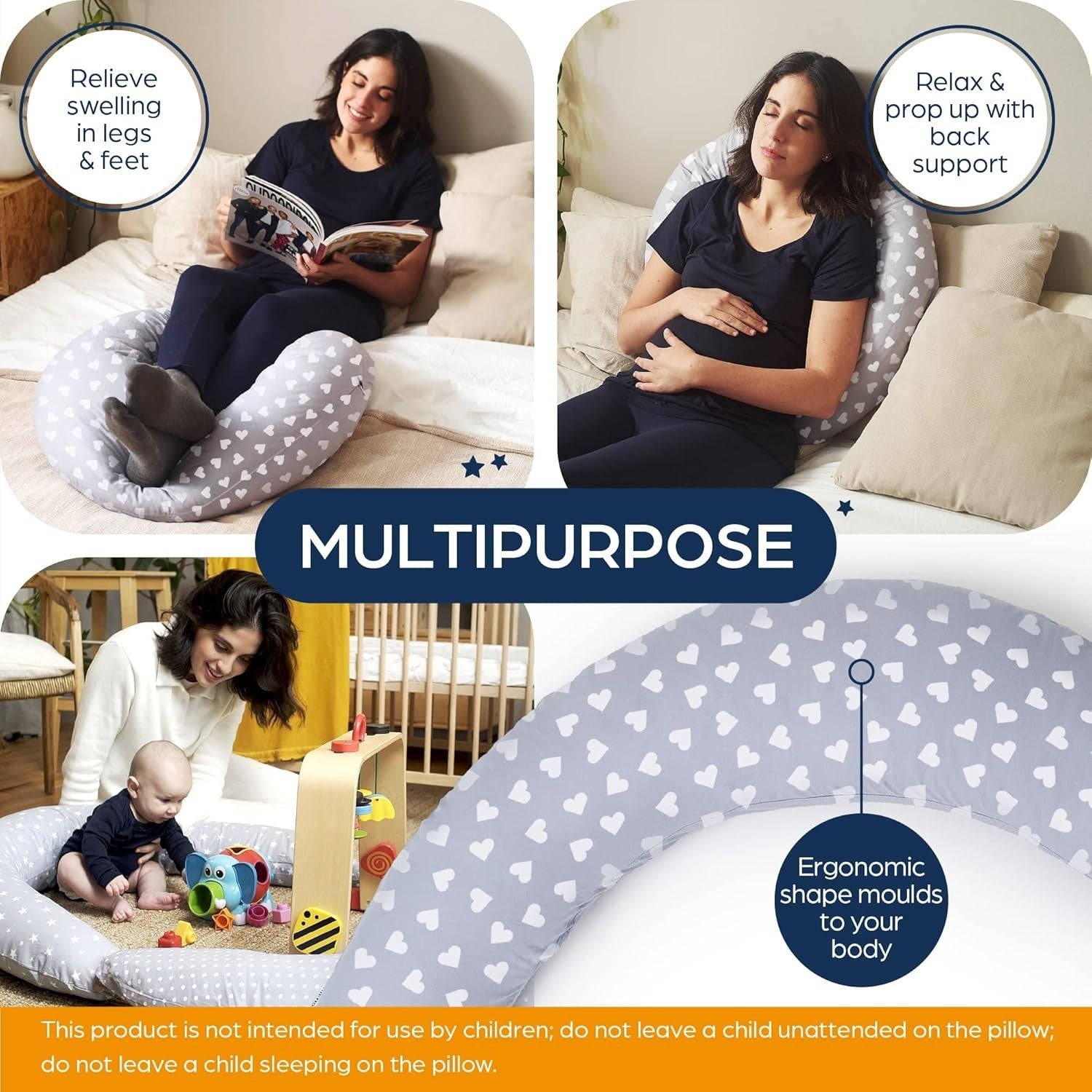 Pregnancy Pillow XXL U Shape Maternity Body Support Nursing 100% Cotton