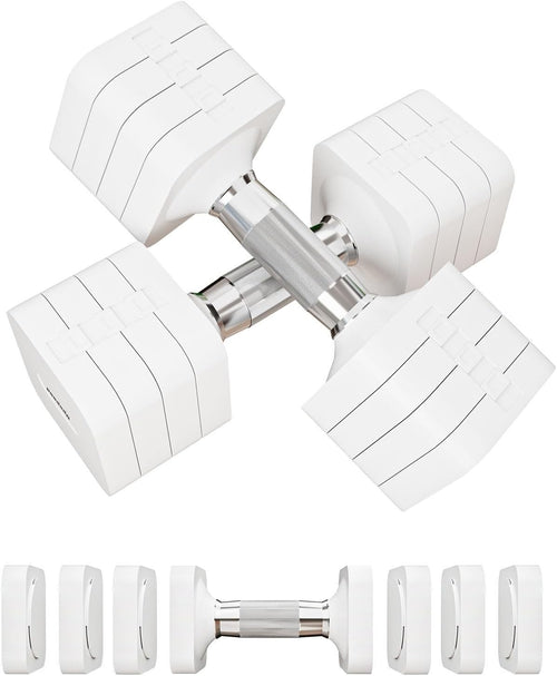 Adjustable Hand Weights 4-in-1 Pair Up to 10kg Square Anti-Roll Dumbbells