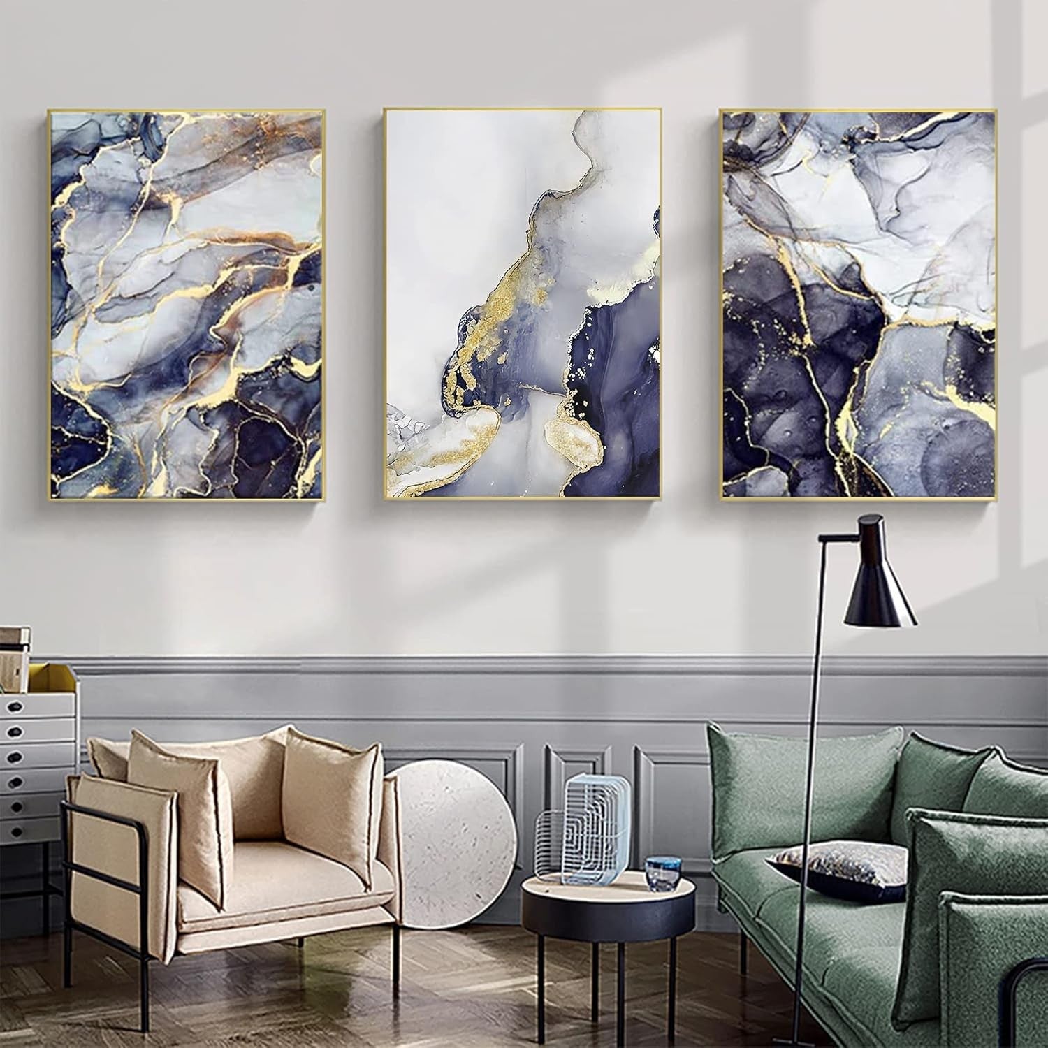 Abstract Marble Ink Painting Poster 3pcs 4.30x40 cm Modern Wall Art