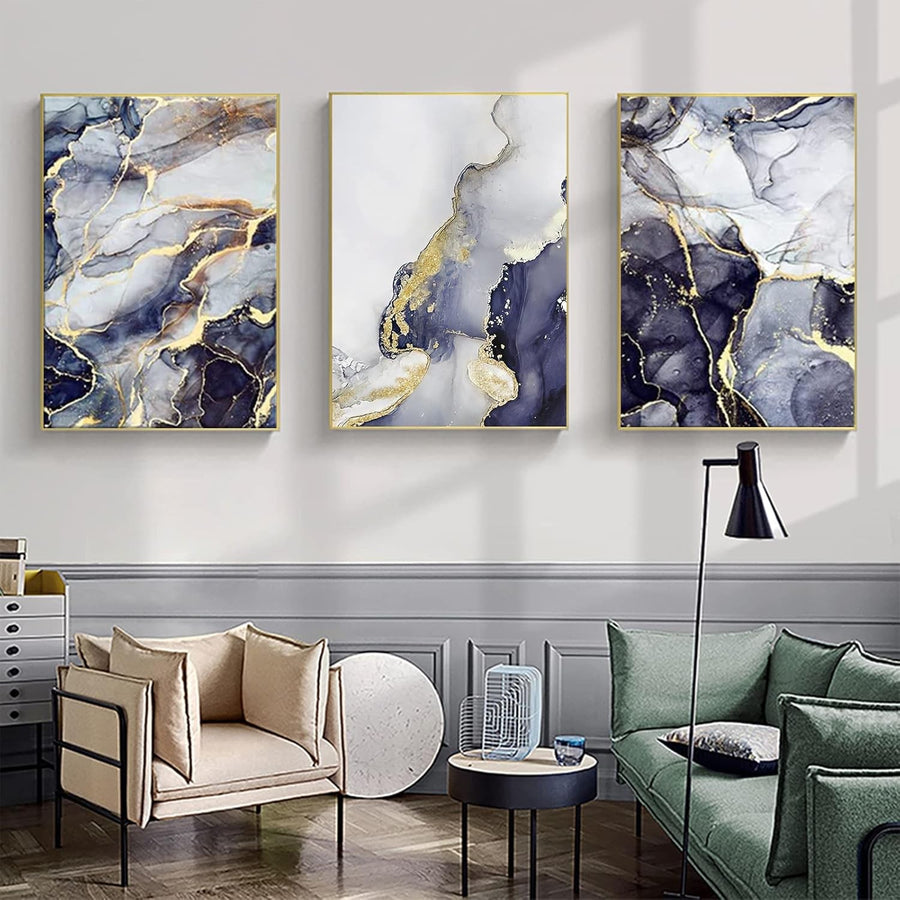 Abstract Marble Ink Painting Poster 3pcs 4.30x40 cm Modern Wall Art