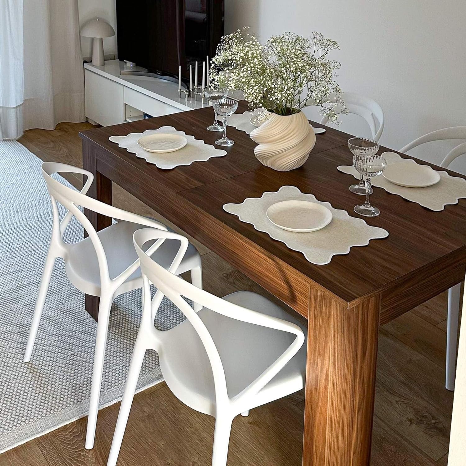Extendable Dining Table  Canaletto Waln 220cm Wood 6–8 Seater Modern Space Saver
