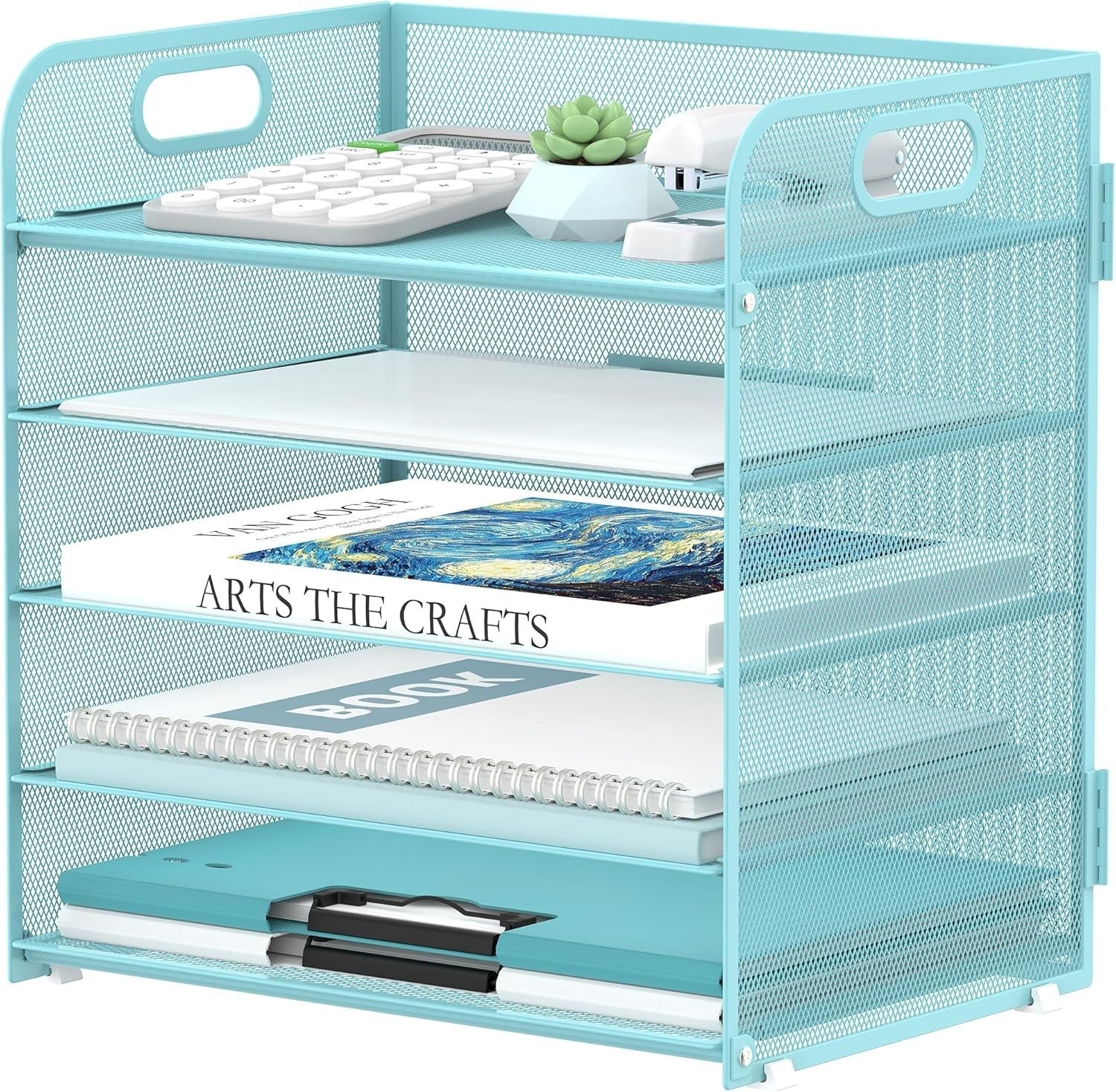 5-Tray Metal Desk Organizer Letter Tray Holder for Office & Home