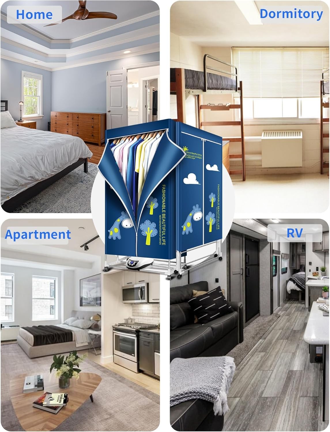 1500W Electric Clothes Dryer Cabinet Heated Airer 2 Tier Remote Control Indoor