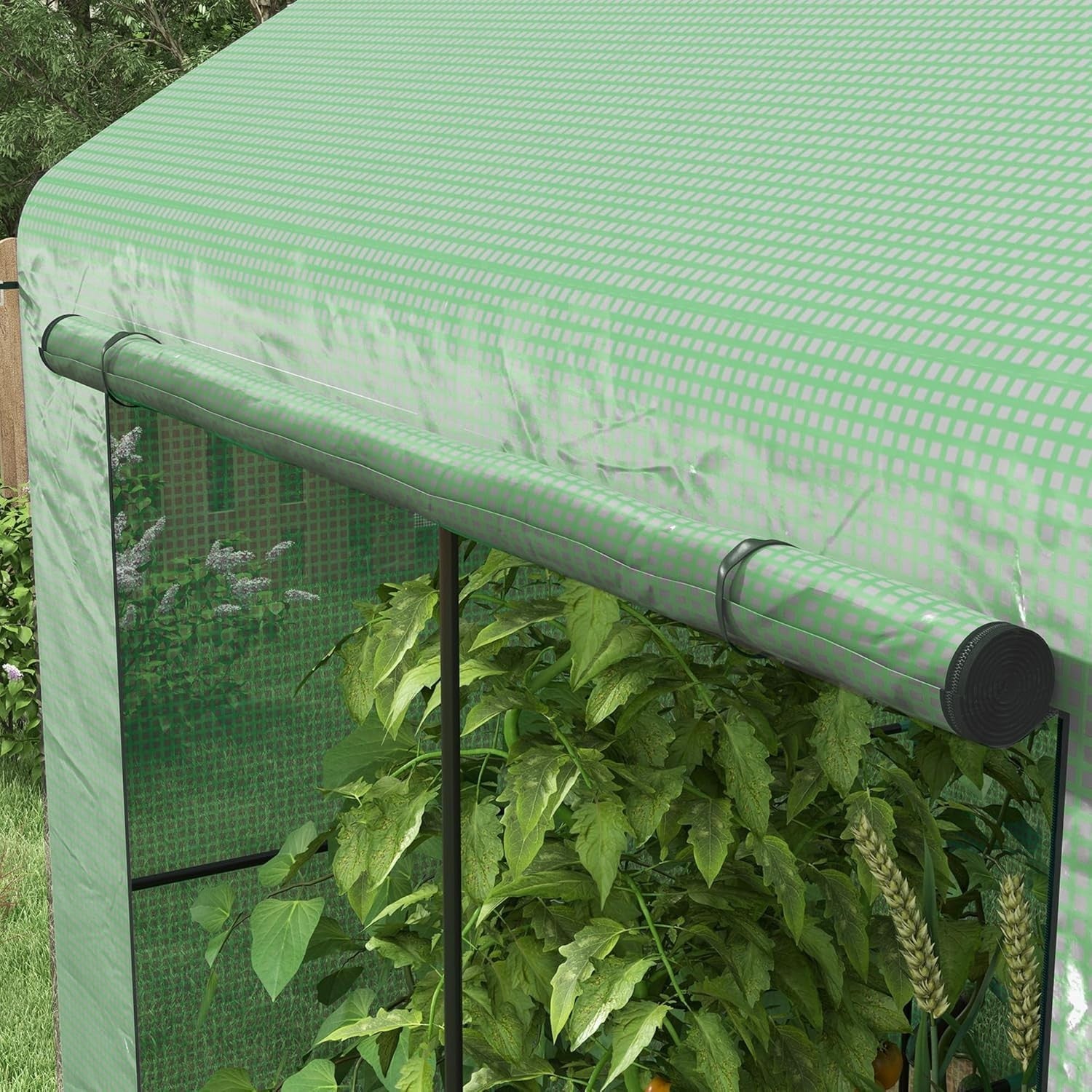 Walk-In Greenhouse with Roll-Up Door & Mesh Windows | 200x140x200cm