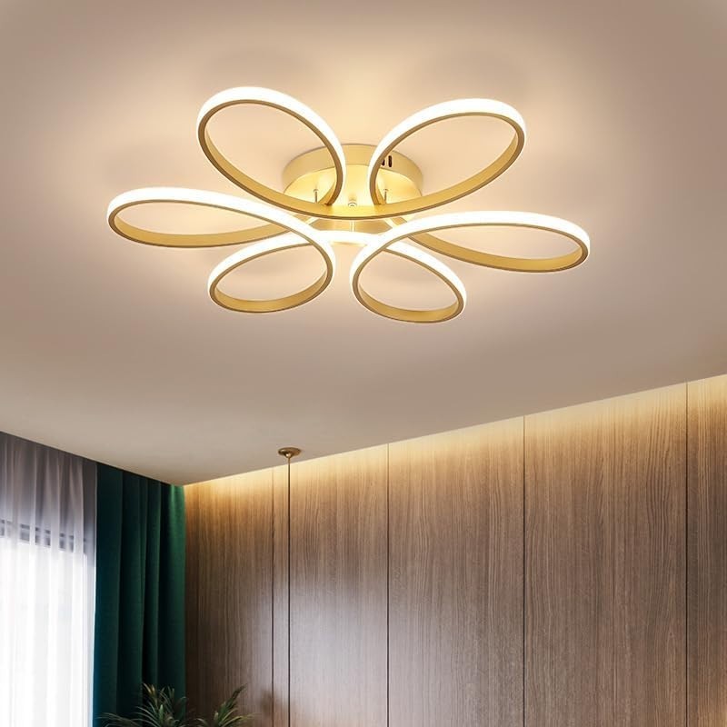 Warmiehomy 65W Modern LED Ceiling Light, Dimmable Lamp with Remote – Gold