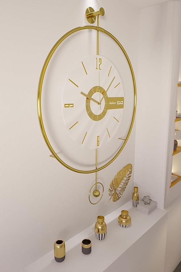 50cm Gold Silent Wall Clock Modern LED Halo Light Luxury Art Deco Design