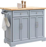 Grey Rolling Kitchen Island Extendable Worktop 115cm Cart