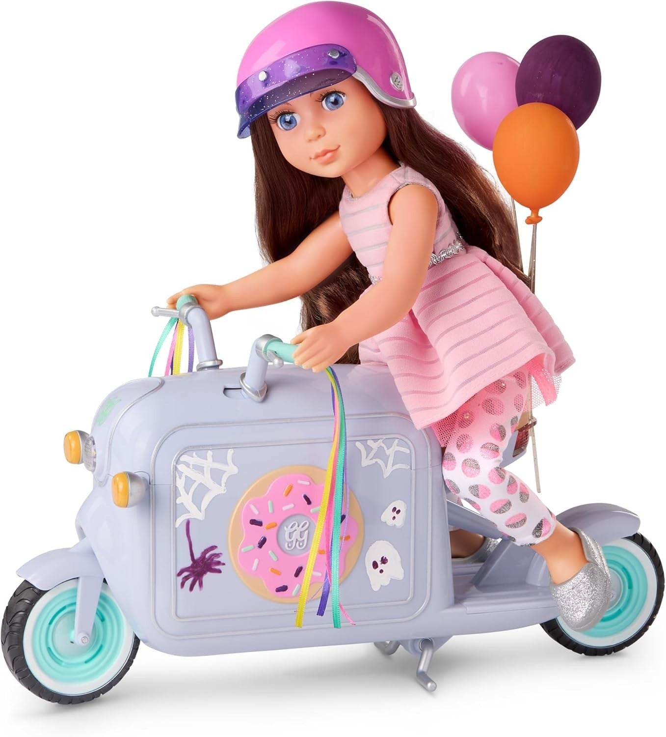 14in Poseable Fashion Doll Brown Hair Blue Eyes Pink Dress Toy