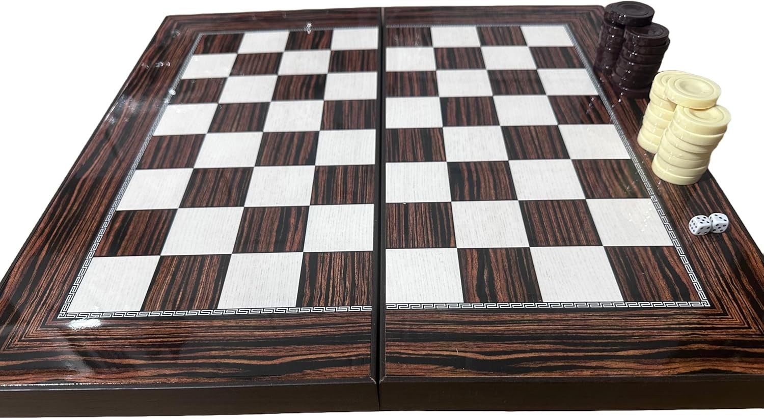 Large Wooden Backgammon Set Folding Board Luxury Traditional Strategy Game
