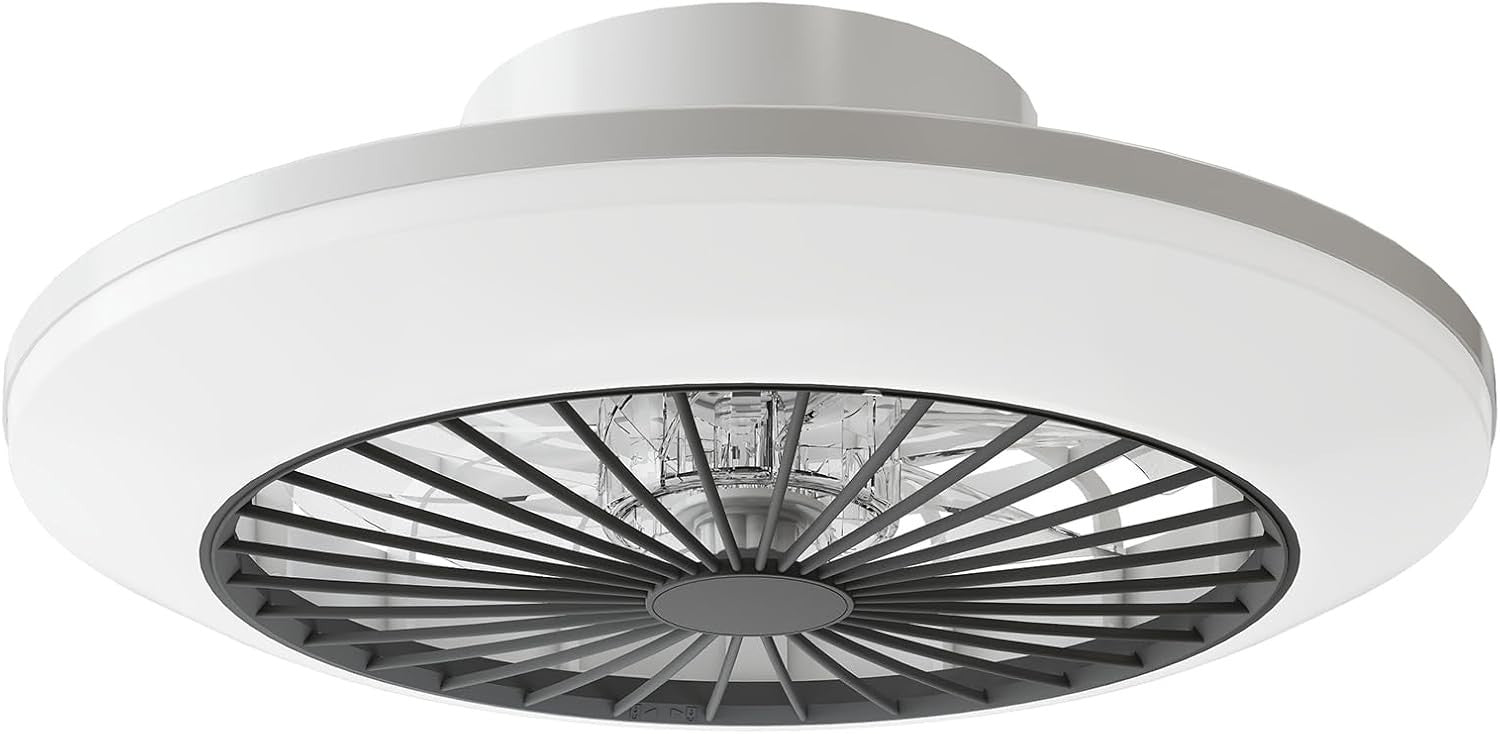 45.5CM Ceiling Fan Light, 6 Speeds, Stepless Dimming LED, 3000K-5500K, Remote