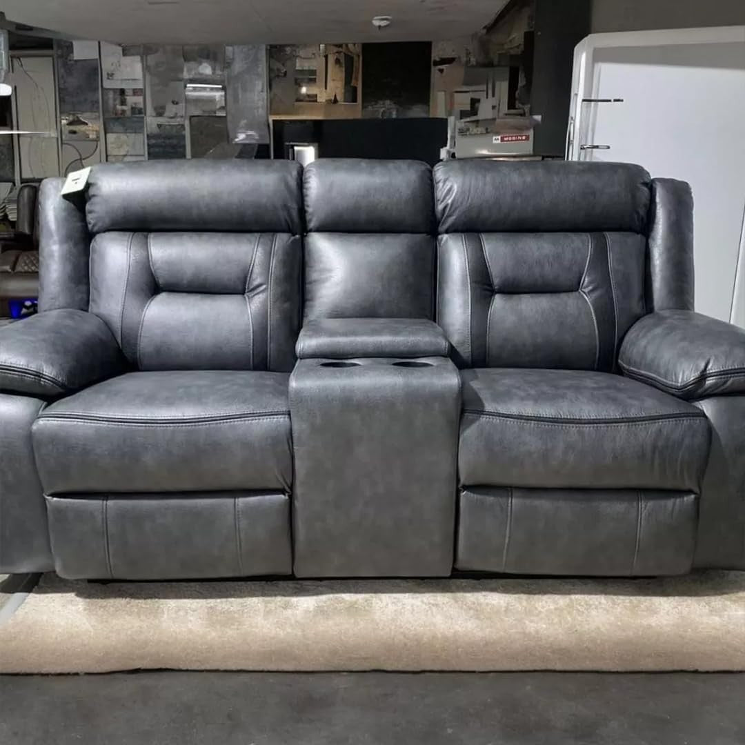 3+2 Electric Recliner Sofa Set Leather USB Charging Grey Living Room Suite