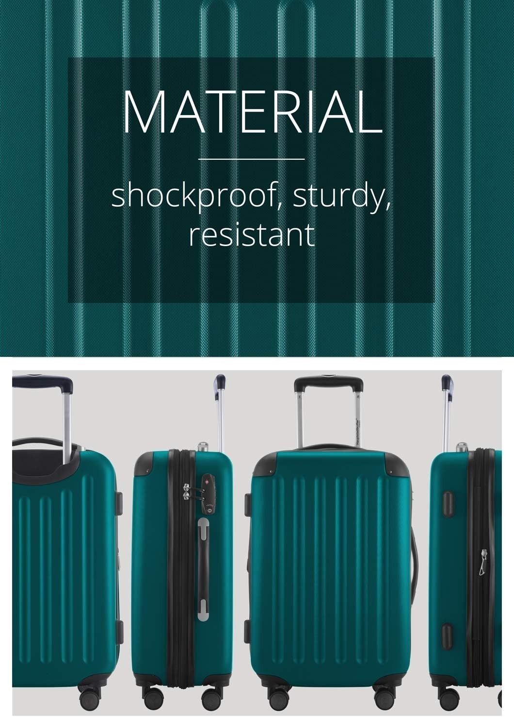 Lightweight 55cm Carry On Suitcase ABS Hard Shell Expandable Spinner 42L