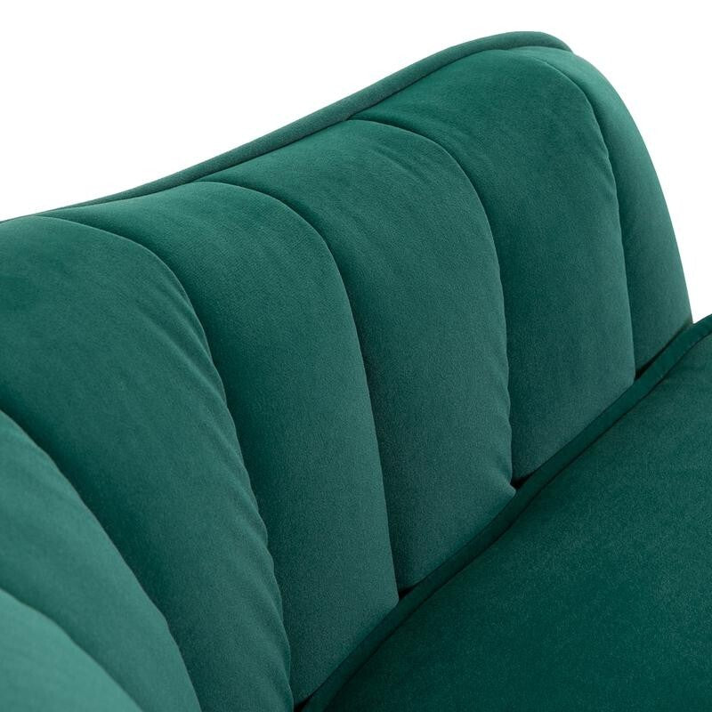 Emerald Green Velvet Accent Chair – Gold Legs, Shell Tub Armchair, Comfy Seat