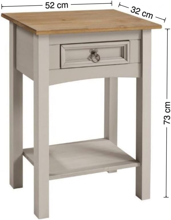 Grey 1 Drawer Console Table with Antique Wax Top, Durable Wood, 35kg Load
