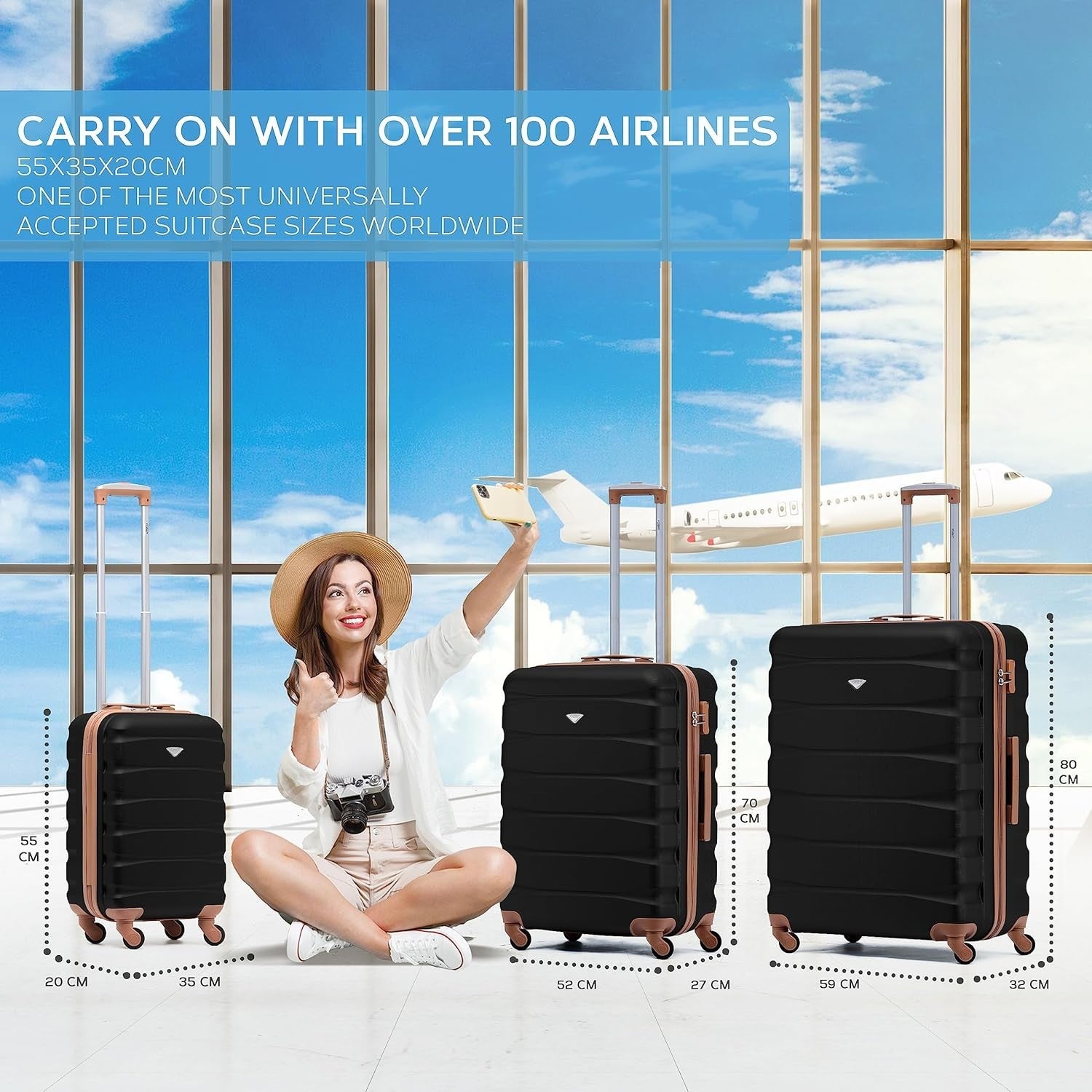 ABS Hard Shell Check In Luggage Medium 25” Lightweight 4 Wheel