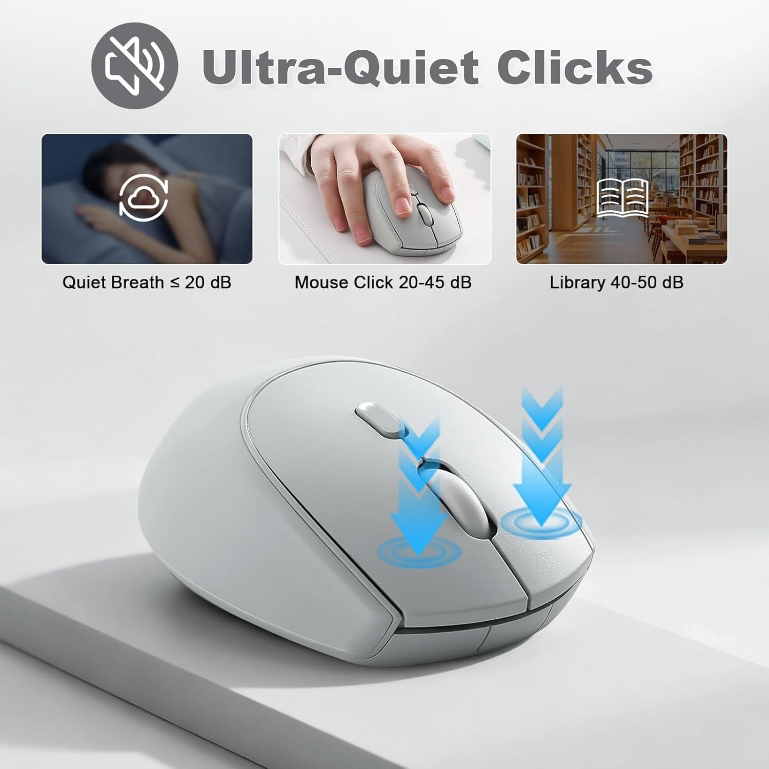 Silent Wireless Mouse 2.4GHz 1600 DPI Portable Ergonomic Laptop PC