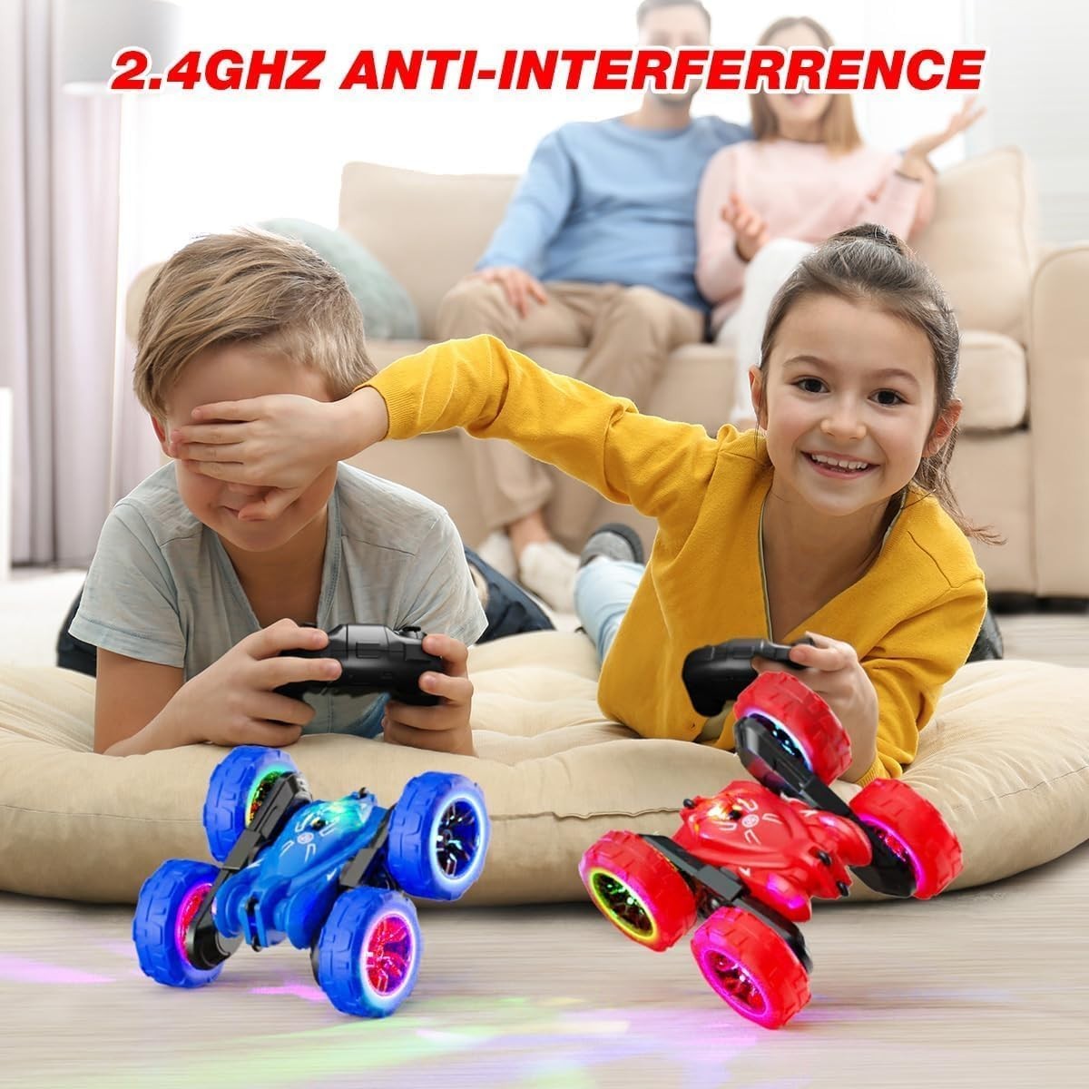 4WD 360° RC Stunt Car w/ LED Lights | Flip Spin Dual-Sided Remote Toy Kids