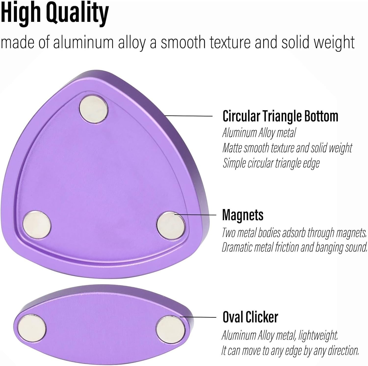 Purple Metal Pivot Fidget Slider Magnetic Clicker Triangle EDC