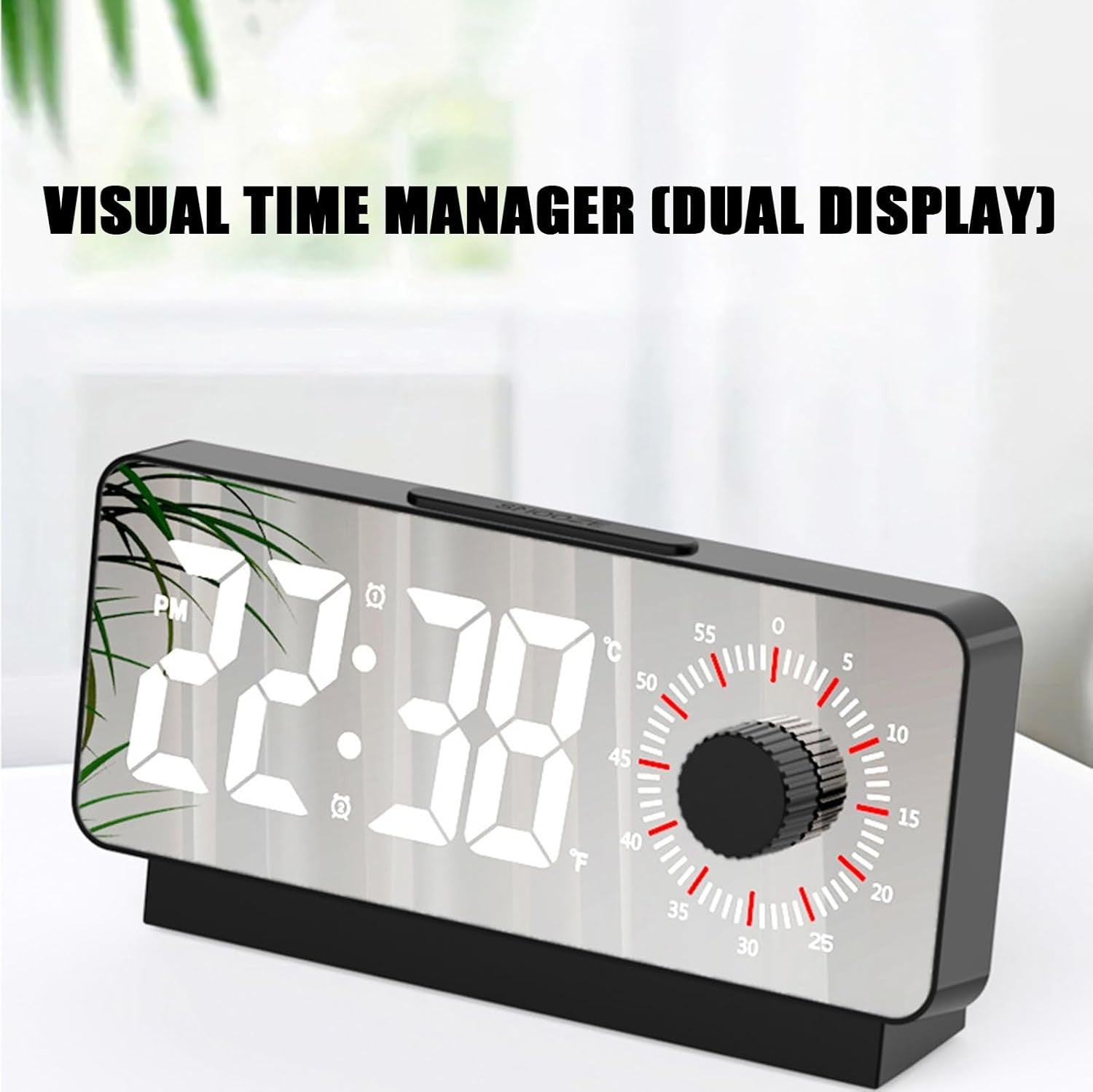 Digital Dual Alarm Clock LED Display Snooze Sleep Timer Temperature Bedroom