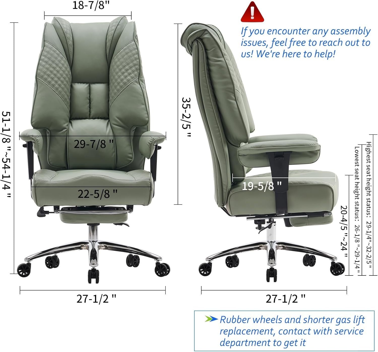 Oversized Office Chair Big & Tall Faux Leather Heavy Duty 400lb Capacity Swivel