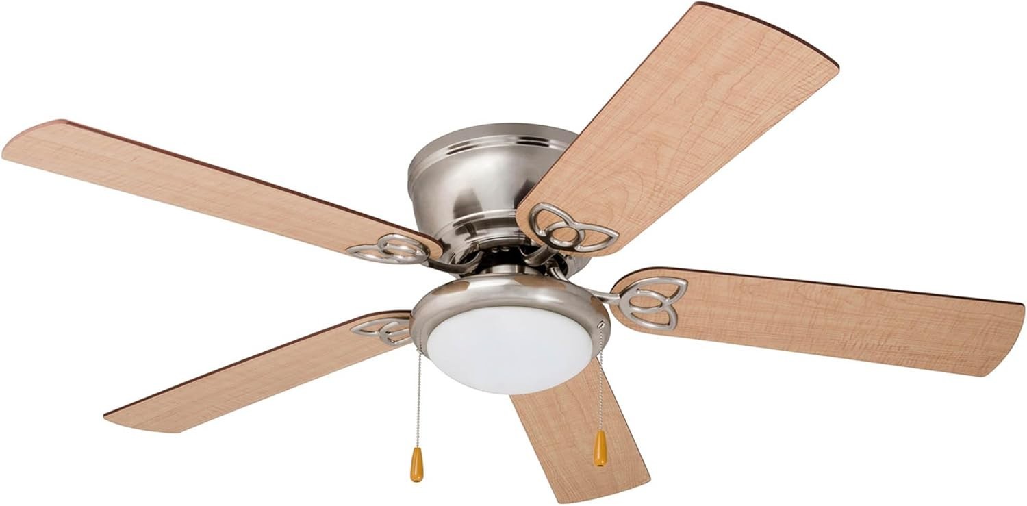 Prominence Home Benton 52" Ceiling Fan, LED Light, 5 Blades, Brushed Nickel